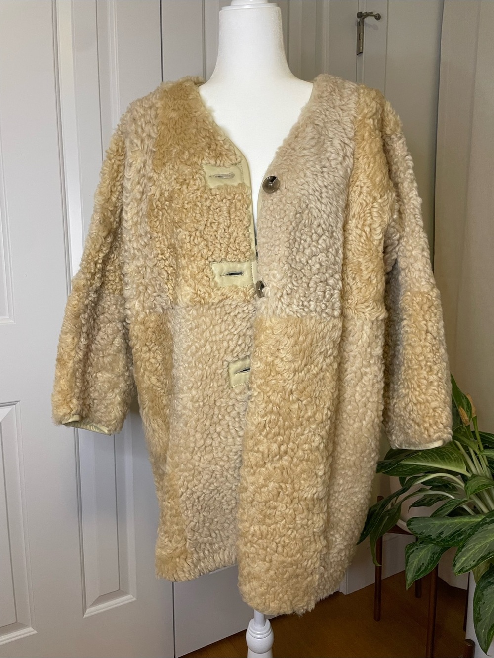 Milena Silvano Moon Coat Tonal Shearling Reversible Size S - Picture 7 of 8